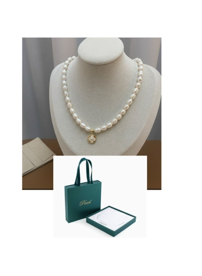 LATEEN Natural Pearl Necklace Fresh Water Peral Necklace With Luxry Gift Box Gift For Mother Wife  Girlfriend - Image 1